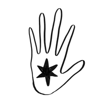 a black hand with a star on it