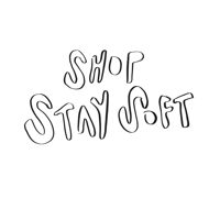 a black background with the words shop stay soft